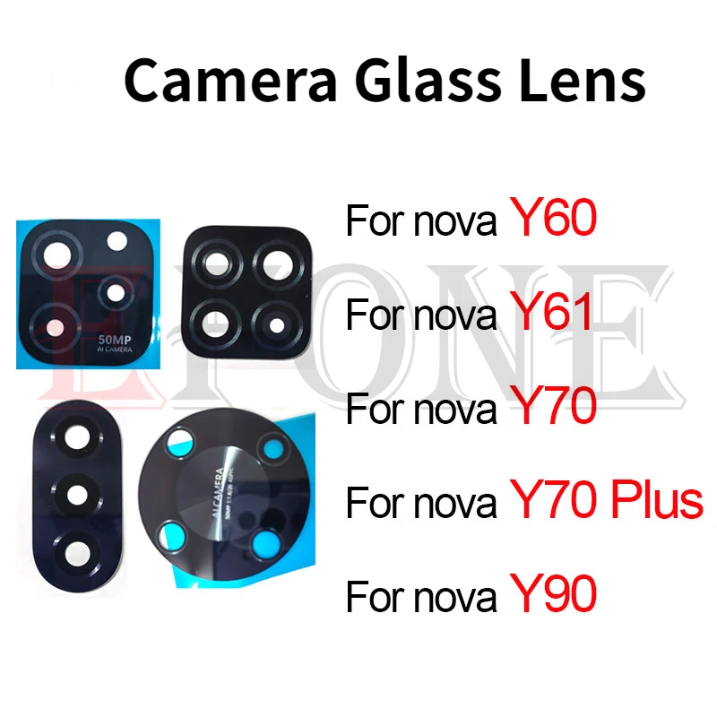 For Huawei nova Y60 Y61 Y70 Y90 Plus Rear Back Camera Glass Lens With Glue