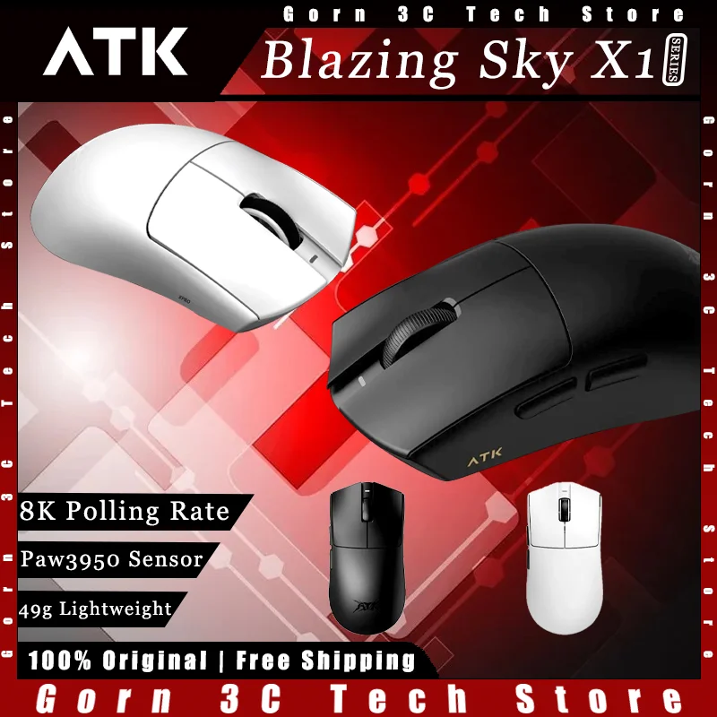 

Игровая мышь ATK Blazing Sky X1 Pro Max, трехрежимный датчик Paw3950, скорость заката 8K, FPS, индивидуальная игровая мышь, аксессуары для ПК, геймеров