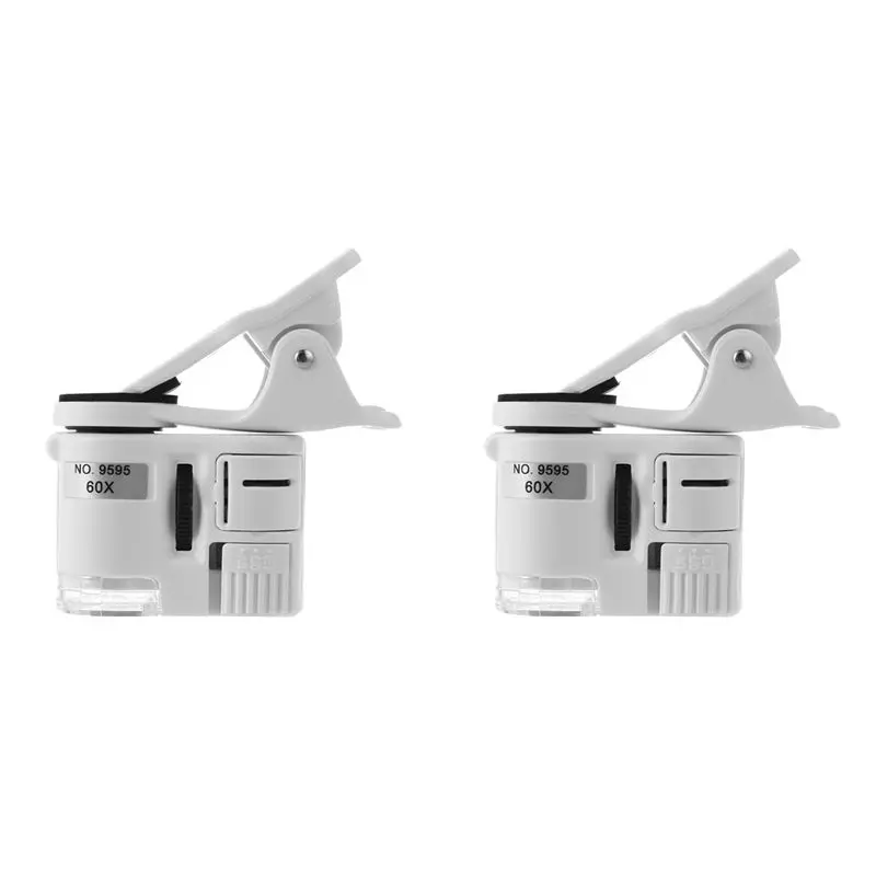 2X Universal 60X Zoom Camera With LED Light ABS Phone Mini Pocket Microscope Portable For Mobile Smartphones