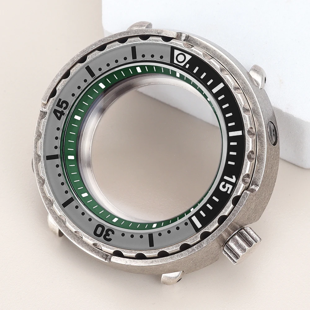 47mm Tuna Can SKX Watch Case C3 Luminous Bezel For Seiko NH35 NH36 NH38 NH34 Movement Repalcement Watch Parts 20ATM at 3.8 Crown image 3