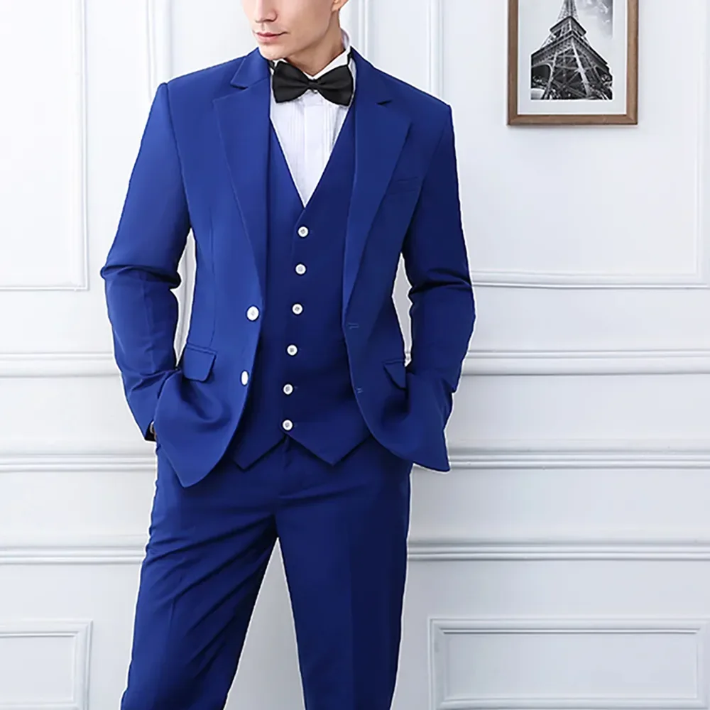 

Men's Suits Terno Masculinos Completo Single Breasted Notched Lapel Three Piece Formal Prom Party Jacket Pants Vest Costume