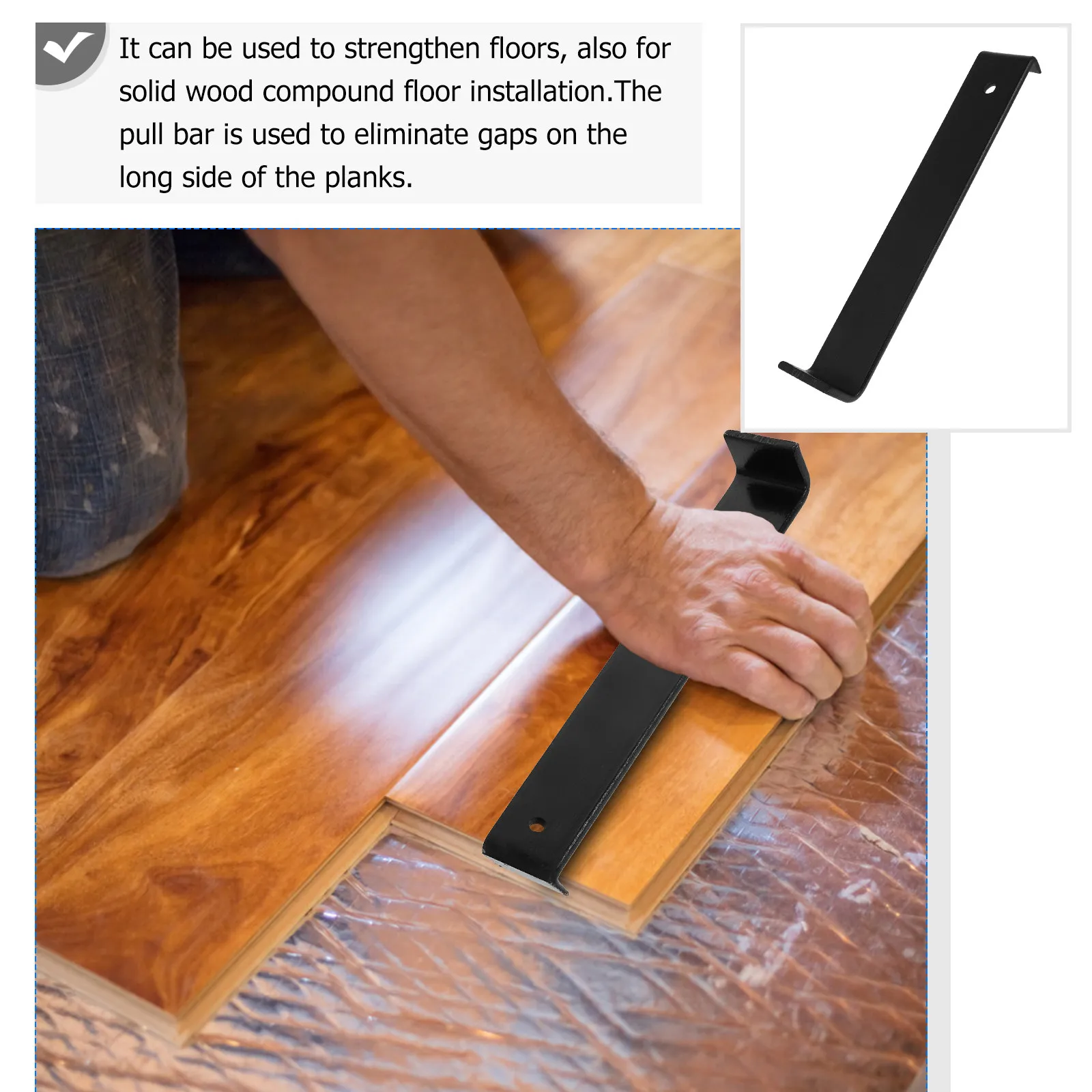 Floor Metal Pull Bar Industrial Grade Steel Floor Installation Tool for Wood Flooring Pull Hook Use in Domestic Professional