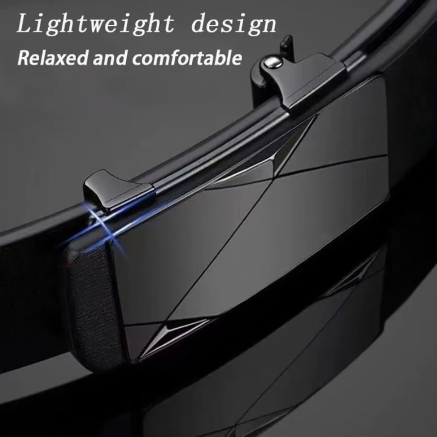 Schwarzer Herrengürtel mit automatischer Schnalle, Business-Stil, minimalistisches Design, einfach zu bedienende Anzug-/Freizeithose, mehrere Szenarien