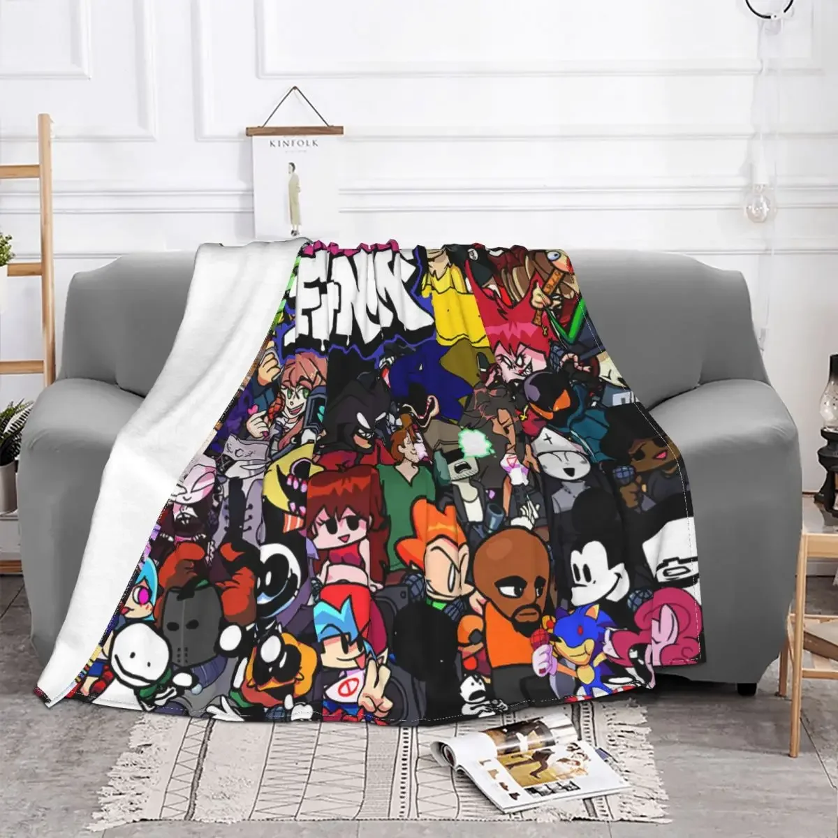 

Friday Night Funkin Baby Blankets Sofa Cover Fleece Plush Summer Cartoon Anime Plaid Warm Throw for Sofa Office Bedspreads