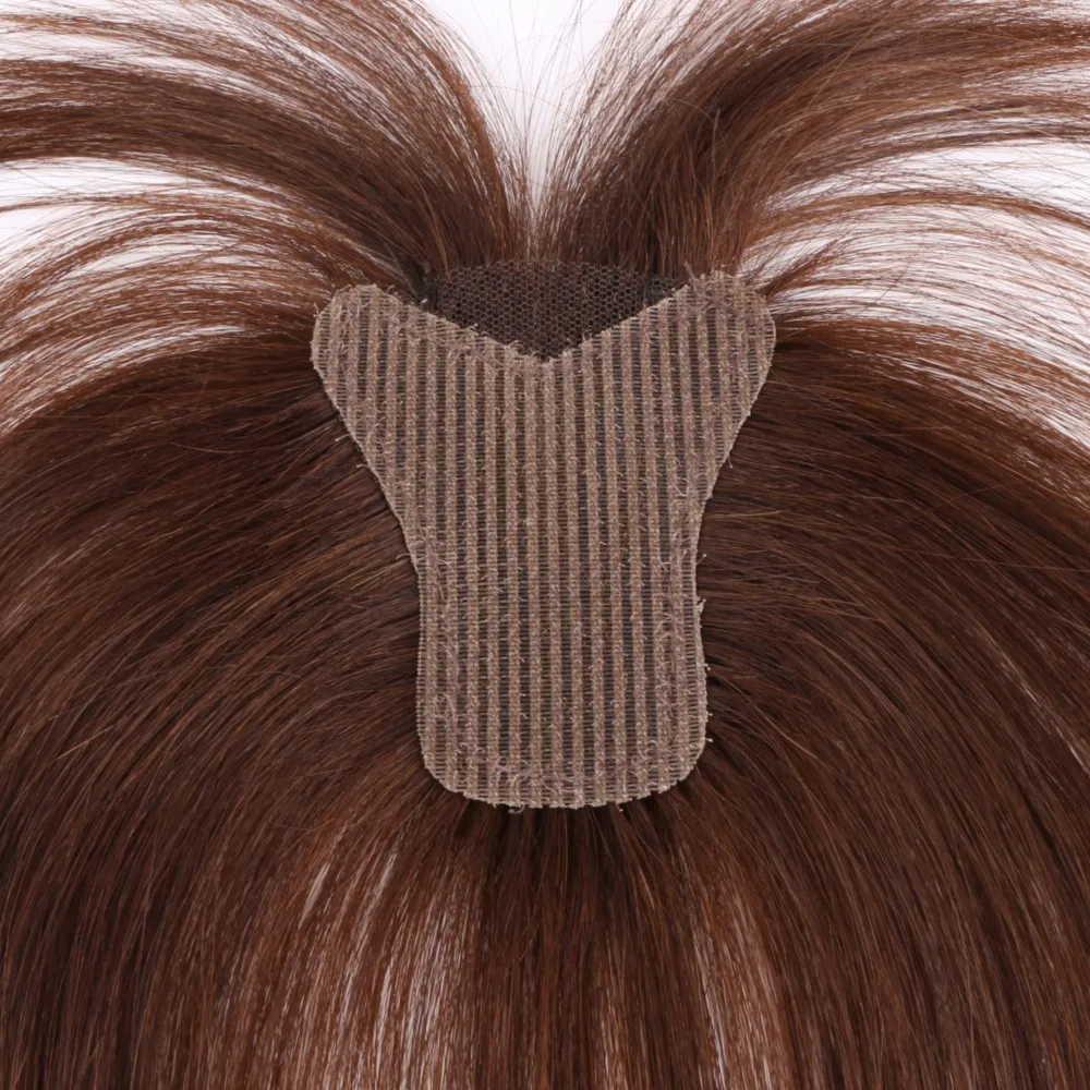 Wear&Go Topper Rambut Asli Tanpa Jepit Dengan Poni Ringan Magic Paste Topper Ringan Untuk Menutupi Bagian Rambut Tipis Menutupi Rambut Beruban 10 inci 25cm