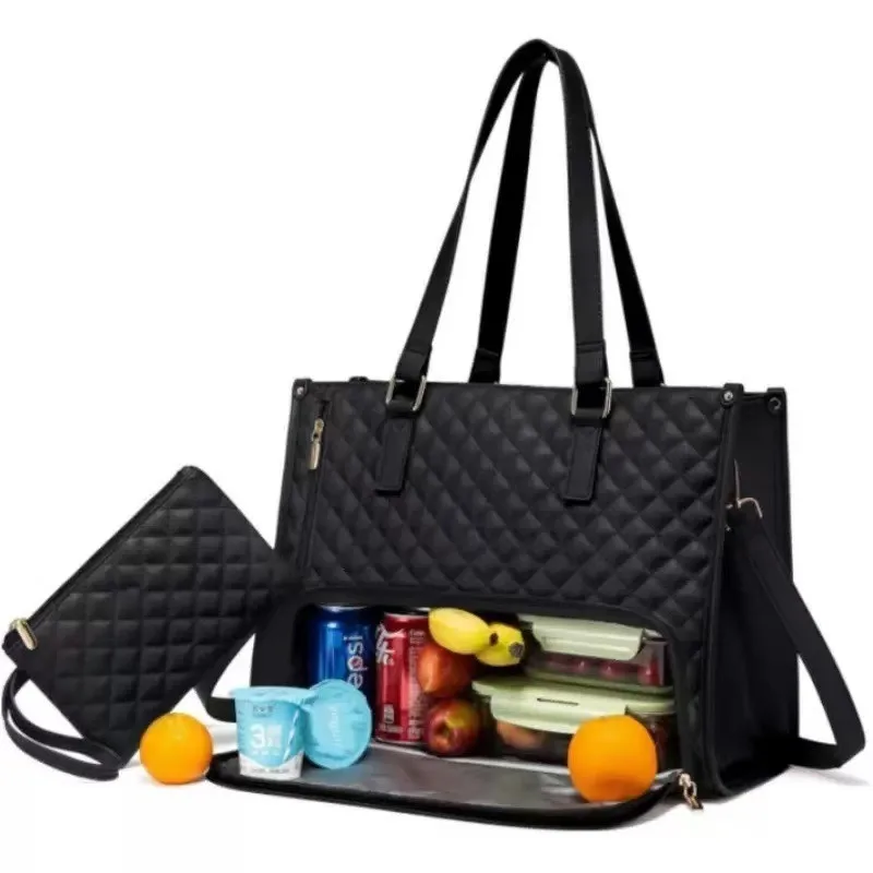2 In1 Lunch Tote Bag for Women Shoulder Laptop Bag Large Capacity with Insulated Compartment Outdoor Multifunctional Picnic Bags