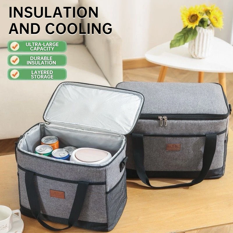 

25L Large Capacity Insulated Cooler Bag, Foldable Ice Box for Camping, Beach, BBQ, Picnic, Leakproof Portable Freezer Lunch Tote