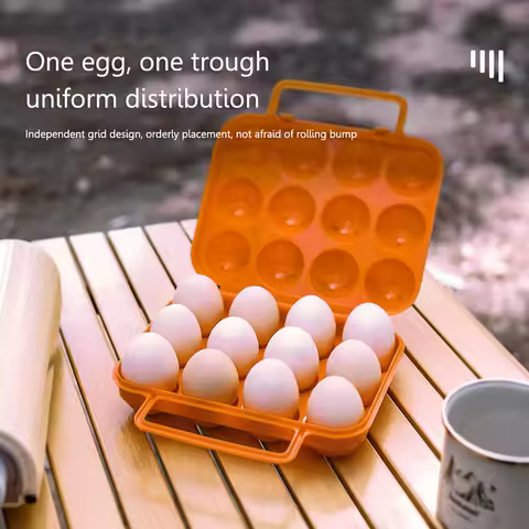 12 Grid Eggs Carrier Portable Outdoor Eggs Carrier Protection Box Plastic with Handle Shockproof for Picnic Hiking Travel