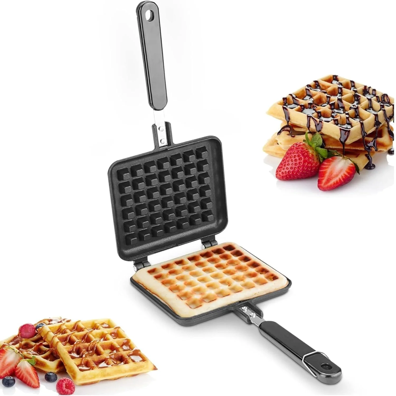 

, Non-Stick Belgian Panini Press Stainless Steel Breakfast Sandwich MakerWaffle Iron Maker Machine Grilled Cheese Maker, 5.5" x