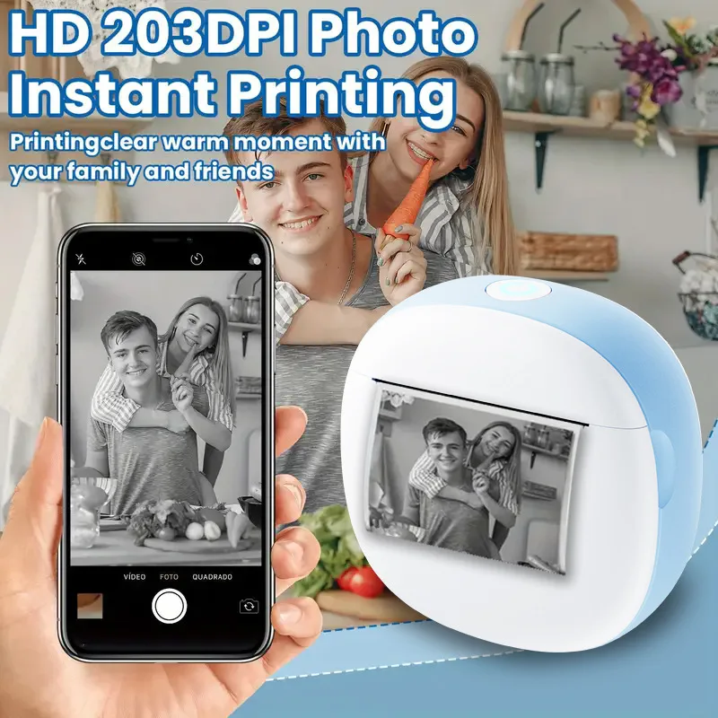 Mini Pocket Inkless Thermal Label Printer 203dpi Hd Bluetooth 1200mah For Home Kitchen Pantry Organization Office School Supplie