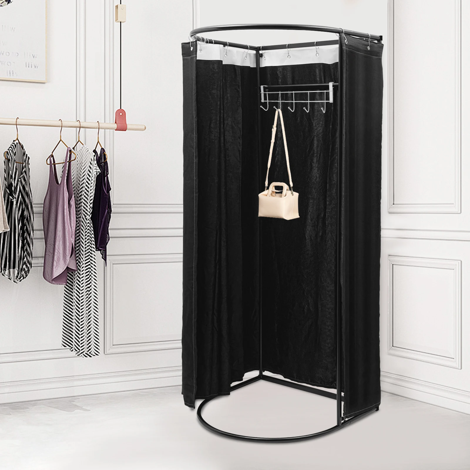 

Portable Clothing Store Fitting Room 85*80*200cm Freestanding Dressing Room Mobile Fitting Room