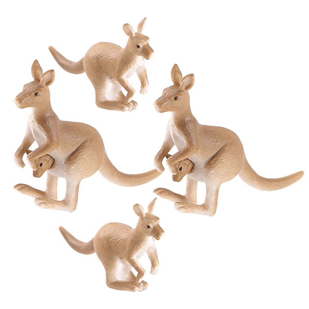 

4 Pcs Micro Landscape Ornament Kangaroo Tiny Toy Figure Mini Figurines Miniature Model Decoration Statuette Animal