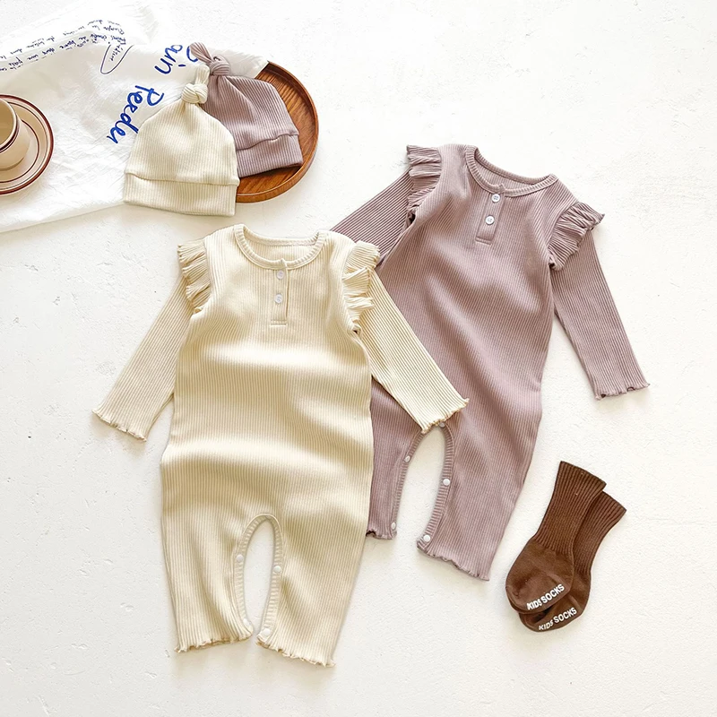 

Spring Autumn Infant Kids Baby Girls Long Sleeve Solid Color Jumpsuit Sweet Newborn Baby Girls Clothes Rompers
