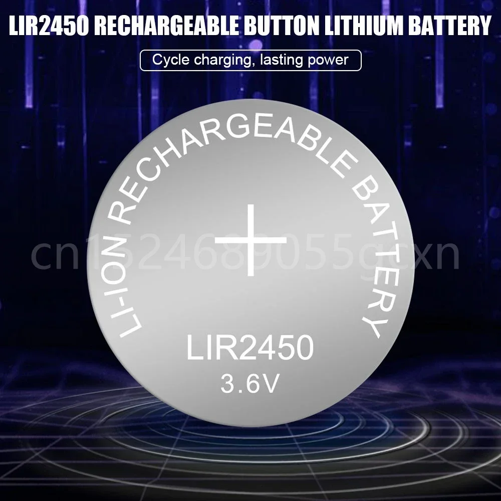 2-Slot Charger + LIR2450 3.6V 120mAh Rechargeable Button Battery Lithium Coin Cell Batteries LIR 2450 Replaces CR2450