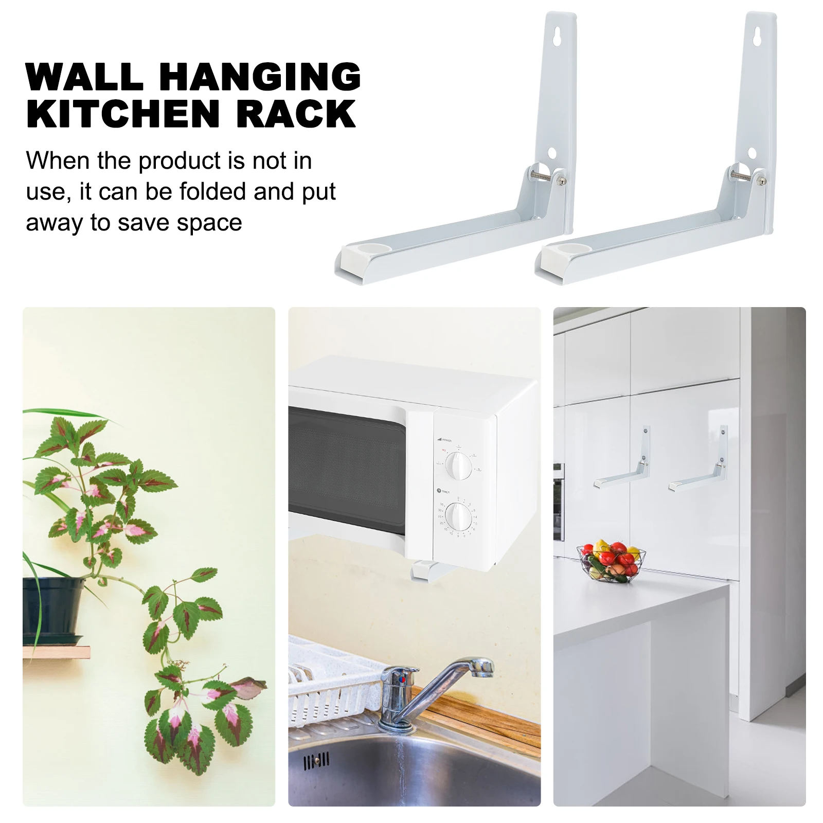 

2Pcs Retractable Wall-Mounted Steel Microwave Rack Foldable Oven Storage Hanging Kitchen Oven Bracket Steel Microwave Rack