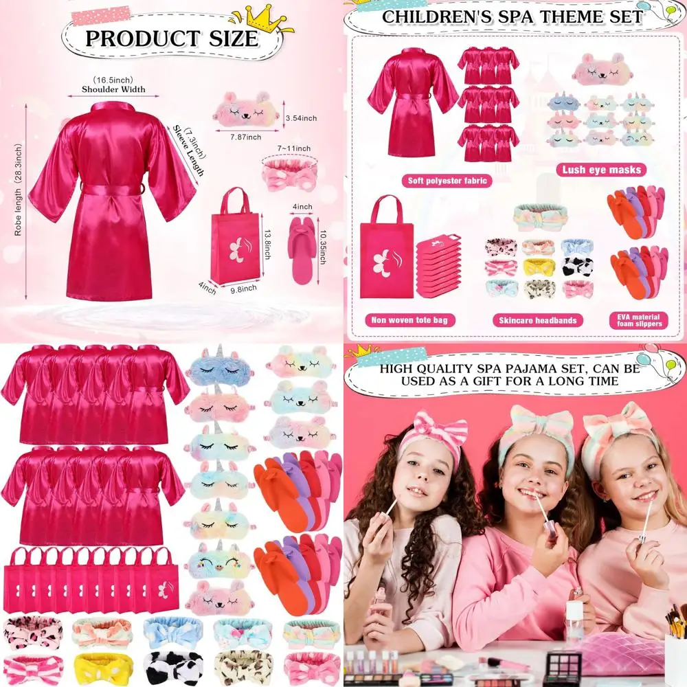 

Набор из 50 предметов для спа-вечеринки для девочек: атласные халаты, детские тапочки, для веселого ночевания