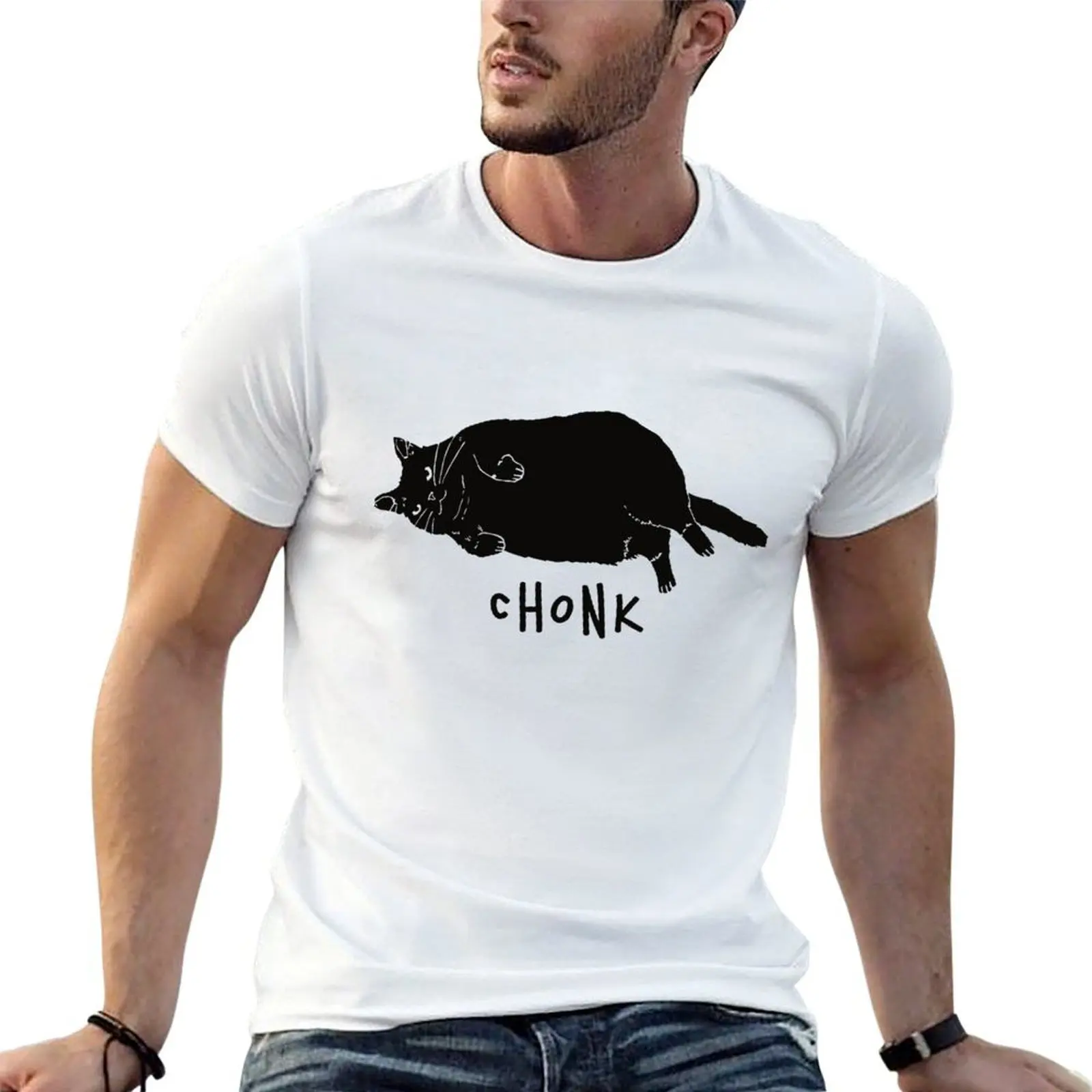 Black cat chonk T-Shirt vintage anime shirt topping t shirts for men pack