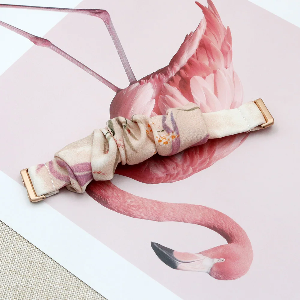 Bracelet for Huawei Band 10/ 9 / 8 Strap Scrunchies Cloth Soft Pattern Printed Fabric Wristband Bracelet Women Elastic Watchband