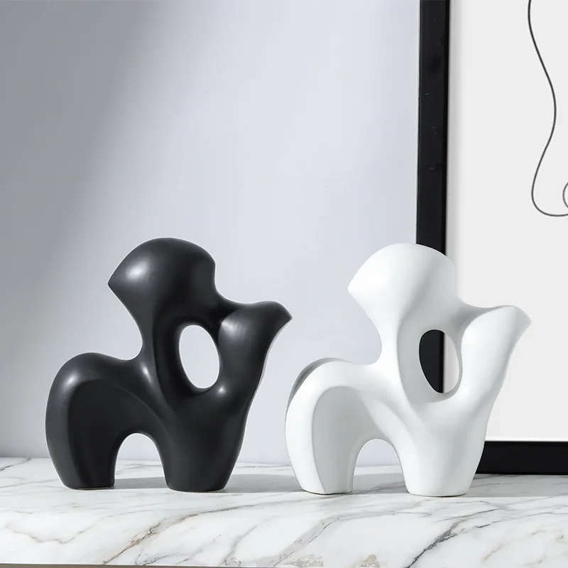 Modern minimalist abstract irregular rockery geometric ceramic ornaments bookcase art home model room soft decorations