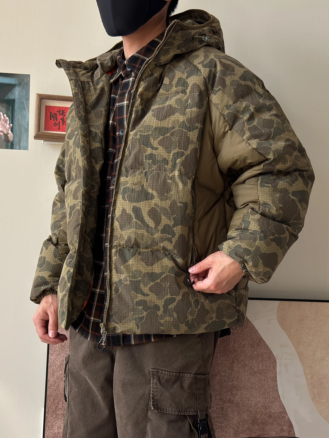 

American Sle ort Camouflage down Jaet Men's Thi Outdoor Winter Warm Anti-cold Faionable Nylon Fabric Durable Water ...