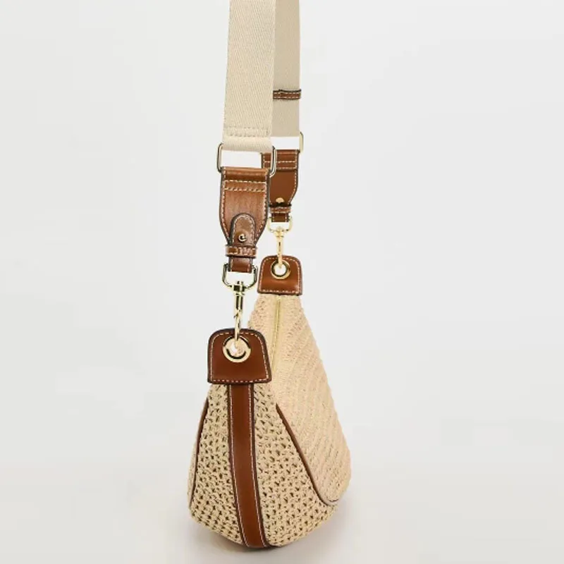 Bolso cruzado tejido de paja para mujer, bandolera de hombro tejida para playa, vacaciones, compras, Verano