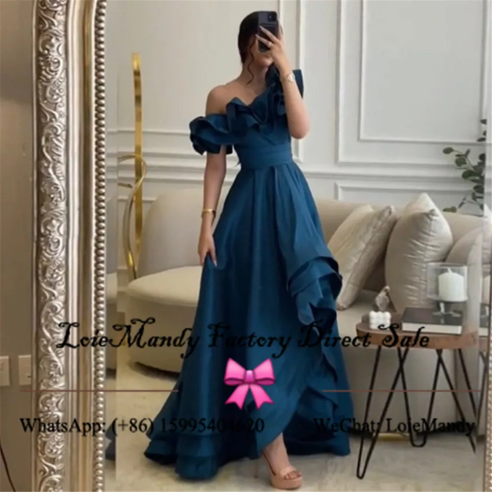 One Shoulder Backless Saudi Arabic Prom Dresses Long Charming High Low Dubai Evening Party Gowns For Women Vestidos de noche