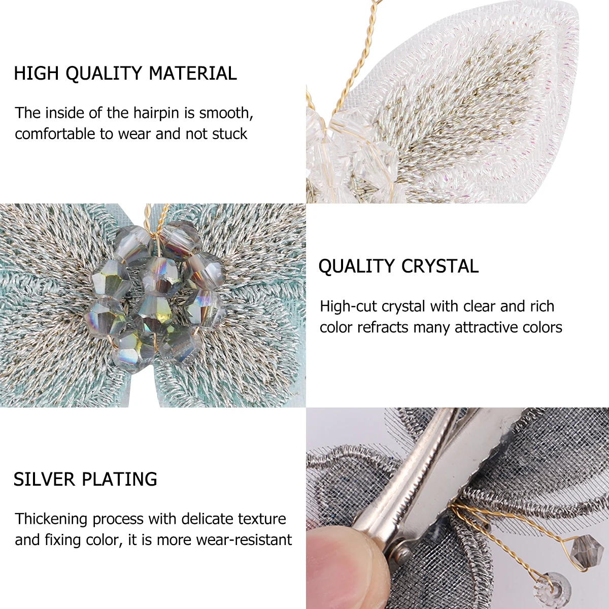 

5Pcs Butterfly Hair Pins Gauze Headdress Navy Blue Green Pink Beige White Hair Clips for Girls Party Wedding Daily Decoration