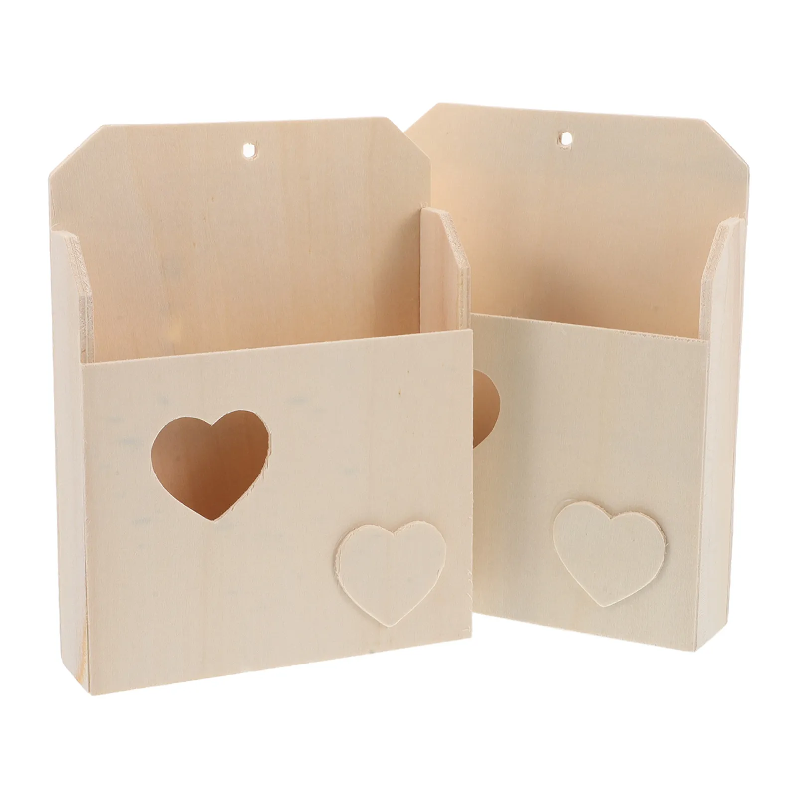 2Pcs DIY Wooden Love Envelope Box Cartoon Photo Frame Craft Storage Box Classroom Mailbox Keepsake Coin Bank Organizer
