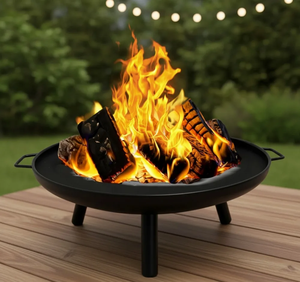 

23-дюймовая уличная дровяная костра - прочная легированная сталь для заднего двора, террасы, кемпинга и барбекю - устойчивая к атмосферным воздействиям конструкция