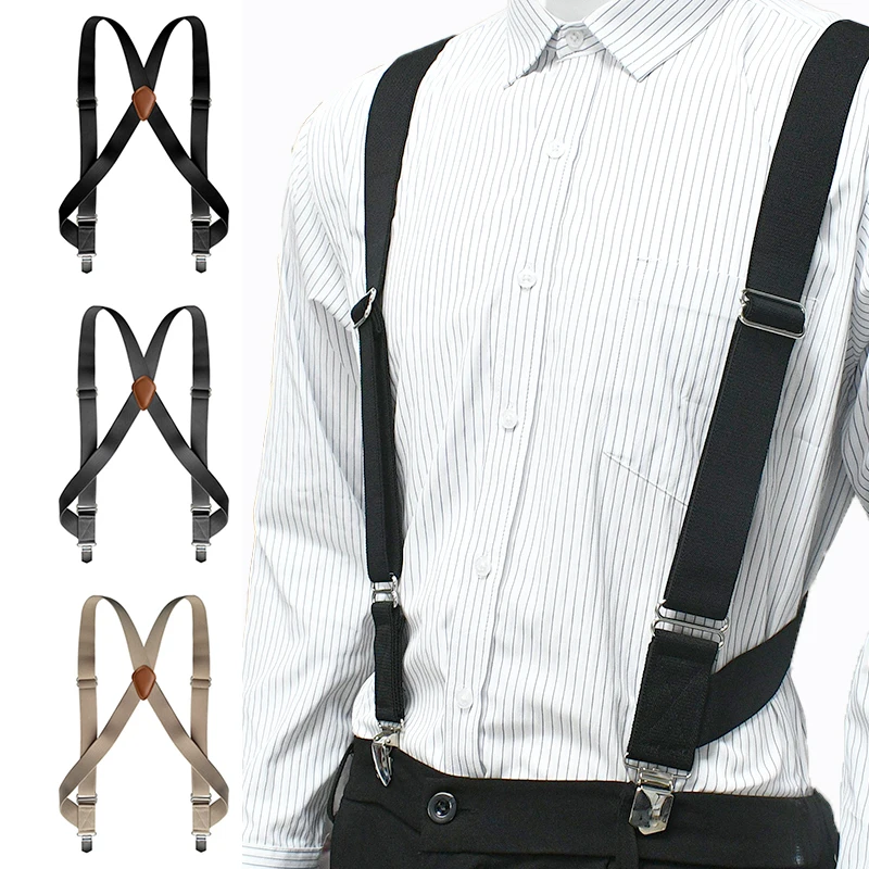 

1Pc 3.5*125cm Wide Men's Suspender Adults 2 Clips Elastic Strap Male Jockstrap Harness Man Braces Pants Suspenders Accessories