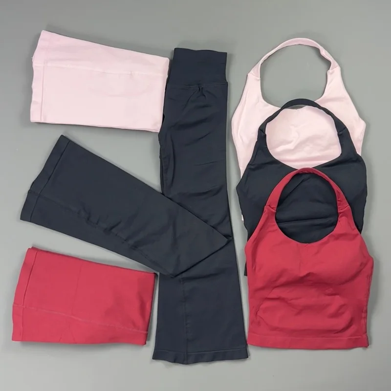 2piece Sports Set Women Long Sports Tank Sculpt Bootcut Yoga Pants High Stretch Butt Lift Tummy Control Gym Pilates Workout Suit