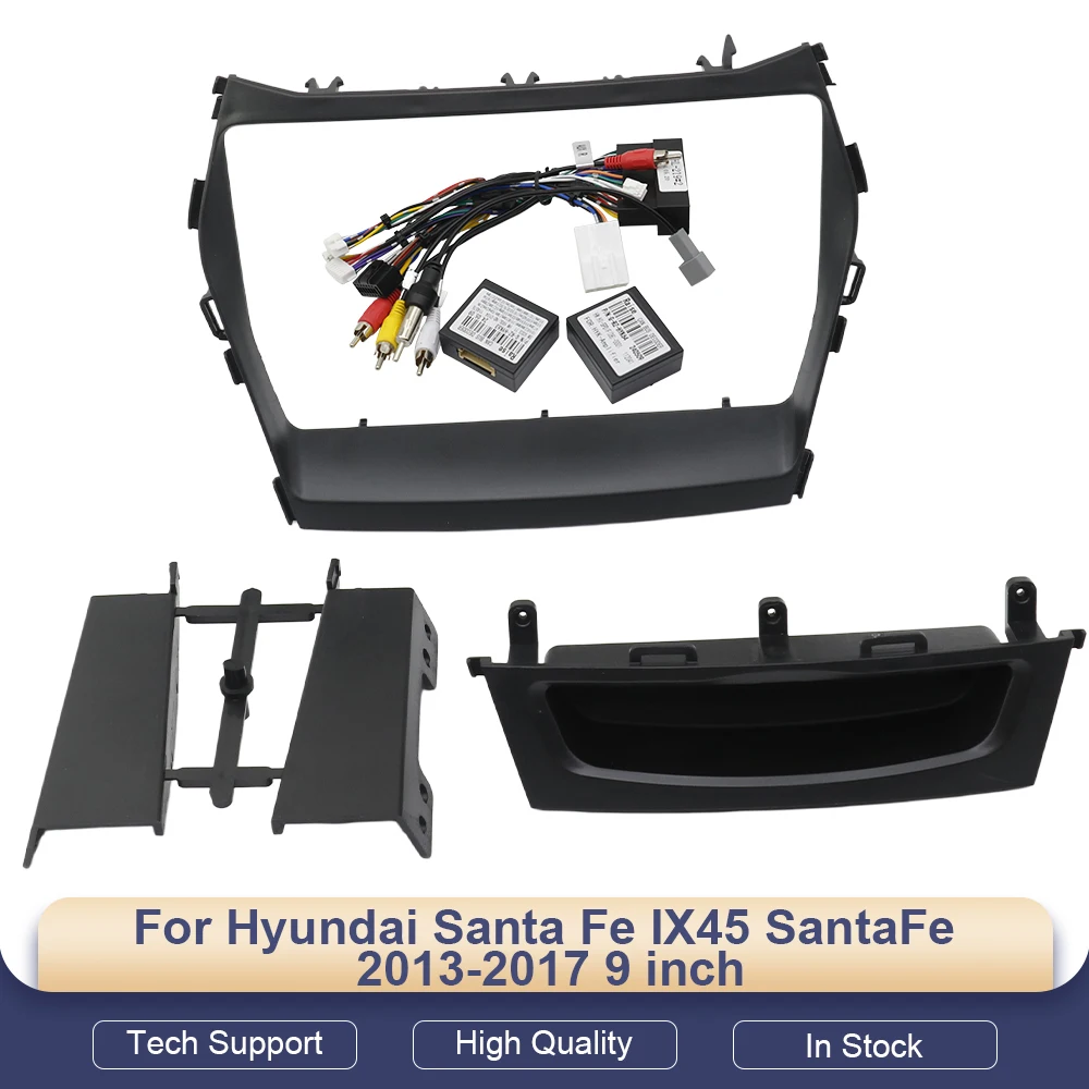 

Автомагнитола для Hyundai Santa Fe IX45 SantaFe 2013-2017, 9 дюймов, 2DIN, стереопанель, проводка, адаптер питания, декодер Canbus