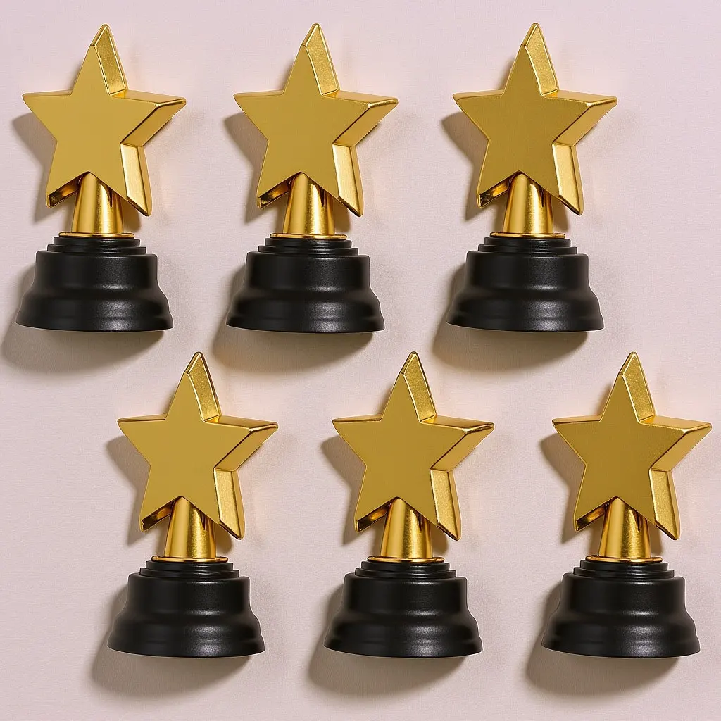 6Pcs Tiny Star Trophy Awards Lightweight Plastic Mini Cup Decor for Kids Graduation Ceremony Student Recognition Party Favor