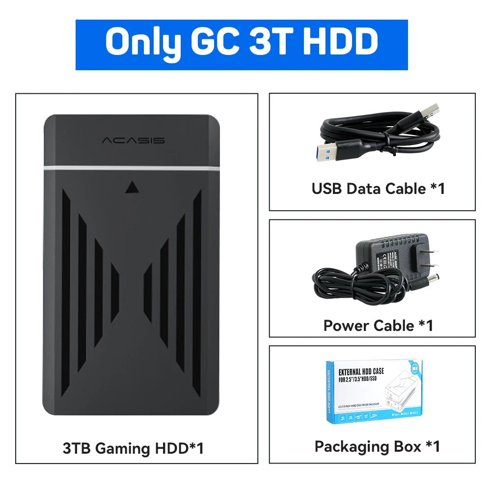 3TB Draagbare Gaming HDD LaunchBox/Retrobat/Playnite Retro Game Console met 17300+ AAA/3D/Retro Games voor PS4/PS3/PS2/Switch/Wii