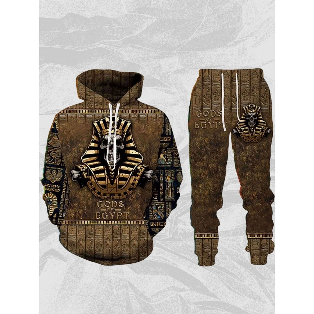 

Новый осенний модный костюм с капюшоном с 3D принтом, мужские толстовки, спортивные штаны, повседневный удобный спортивный костюм из двух предметов, мужская одежда