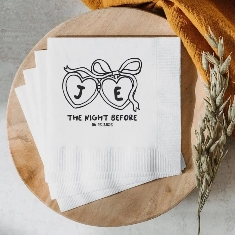 Individuell bedruckte Hochzeitsservietten – personalisierte Hochzeitsservietten für Braut und Bräutigam – Cocktail-Hochzeitsservietten – Mittagessen-Hochzeitsserviette