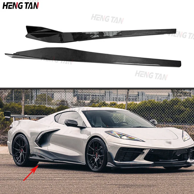 

Carbon Fiber Car Side Skirts Parts For Chevrolet Corvette C8 2021-2023 Upgrade Body kit Spoiler Diffuser Splitters