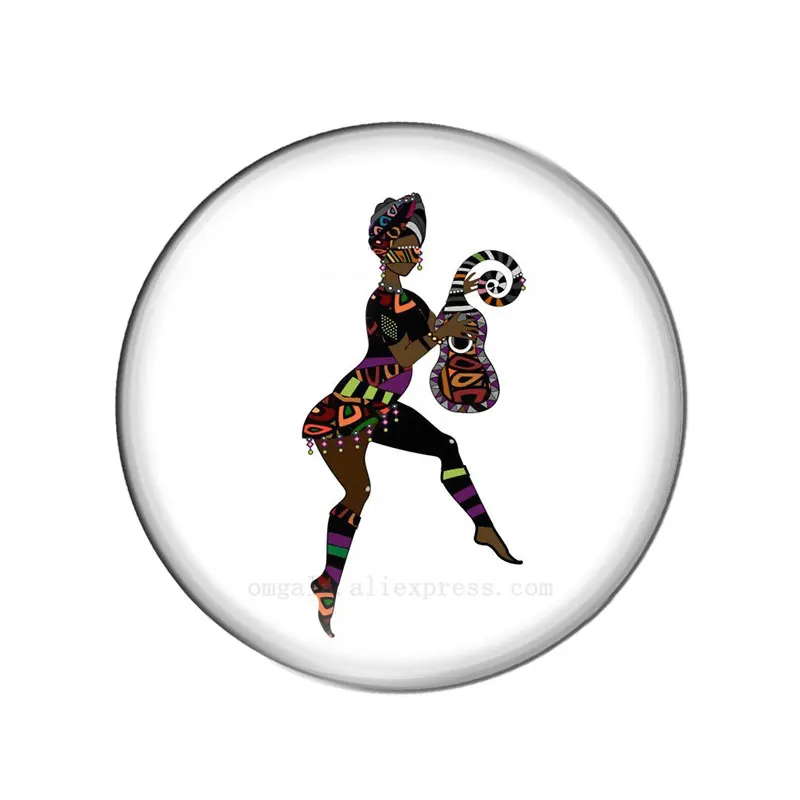 Cute Africa Dancing Women Drawings 10pcs 12mm/14mm/16mm/18mm20mm//25mm Round photo glass cabochon demo flat back Making findings