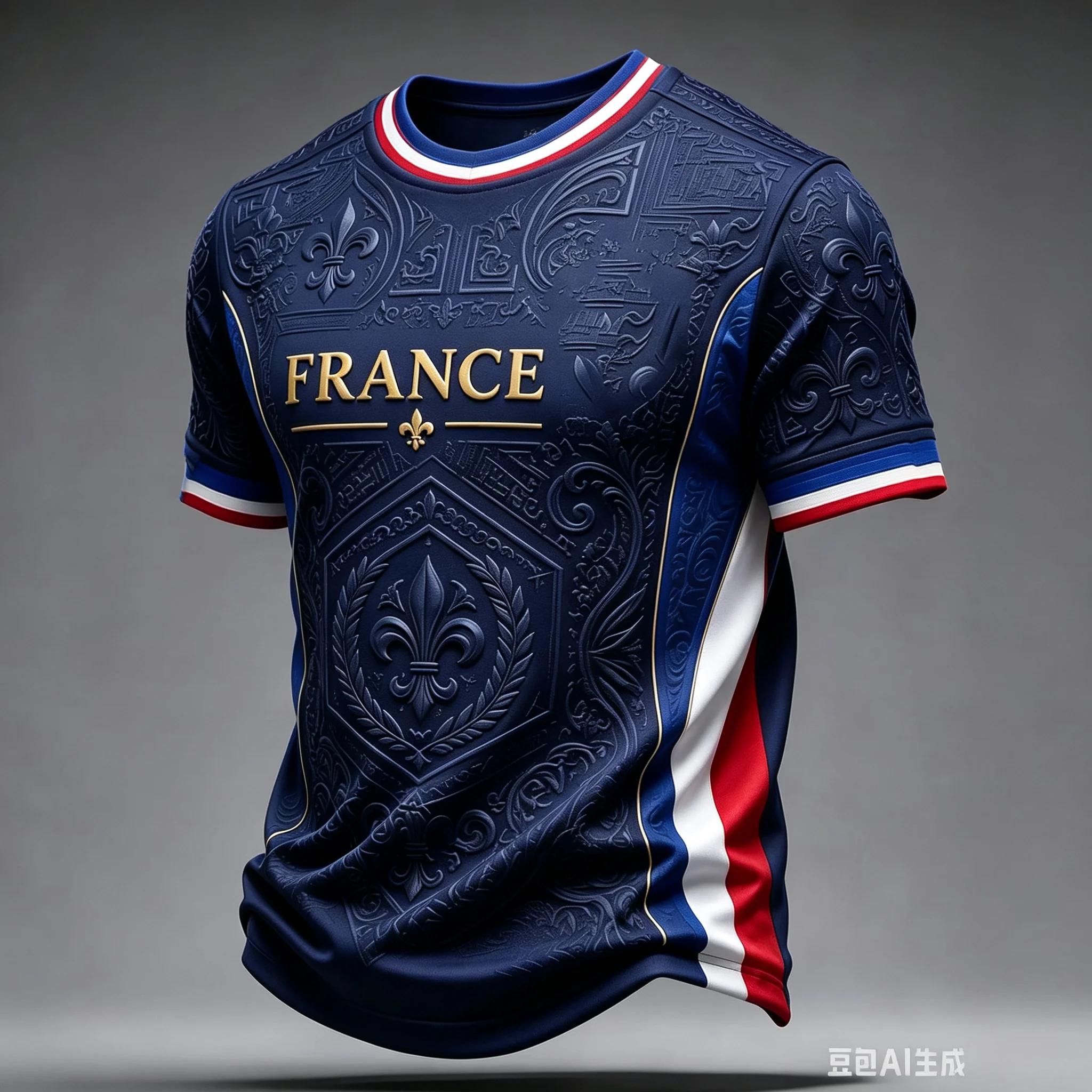 Neues Herren 3D-Druck T-Shirt Kurzarm-Fußballtrikot im Französischen Stil für Sommerliche Freizeitkleidung
