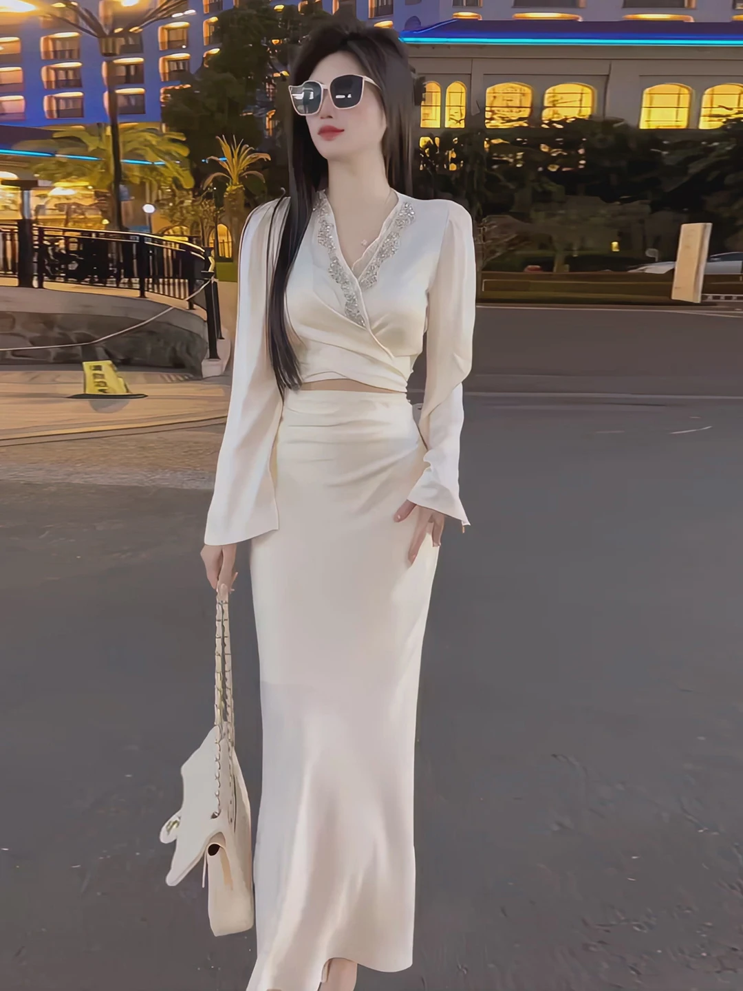

Elegant Ladylike Spring Outfit Women's Dress Set High Waist Long Sleeve Commute Style Versatile Size Chinese Brand New 2026
