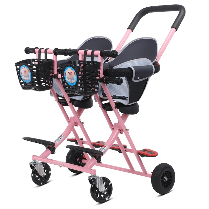 Small To Carry Double Stroller Lightweight Baby Foldable Rotating Double-seat twin baby stroller Easy-to-receive Stroller