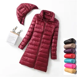 Women Skirt Down Jacket Fashion Hooded Hat Detachable Long Ultra Lightweight Packable Down Jacket Plus Size 5XL  Puffer Jackets