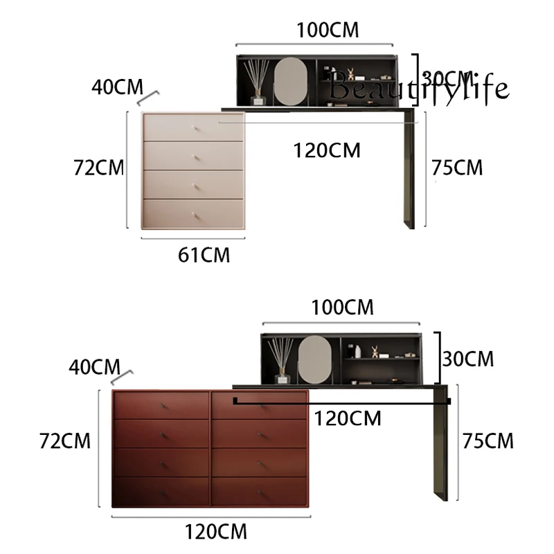 Dresser storage chest integrated bedroom cream wind solid wood modern simple corner makeup table