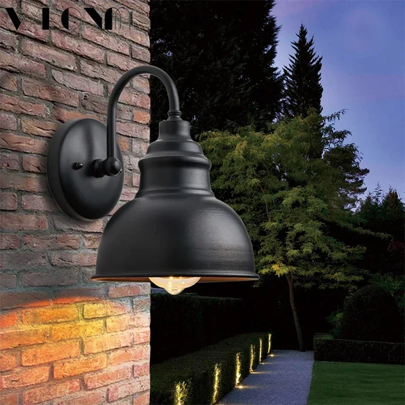 Outdoor LED Wall Lamp Industry Loft Waterproof Iron Lights For Courtyard Garden Balcony Living Room E27 Illumination Wall Scroll