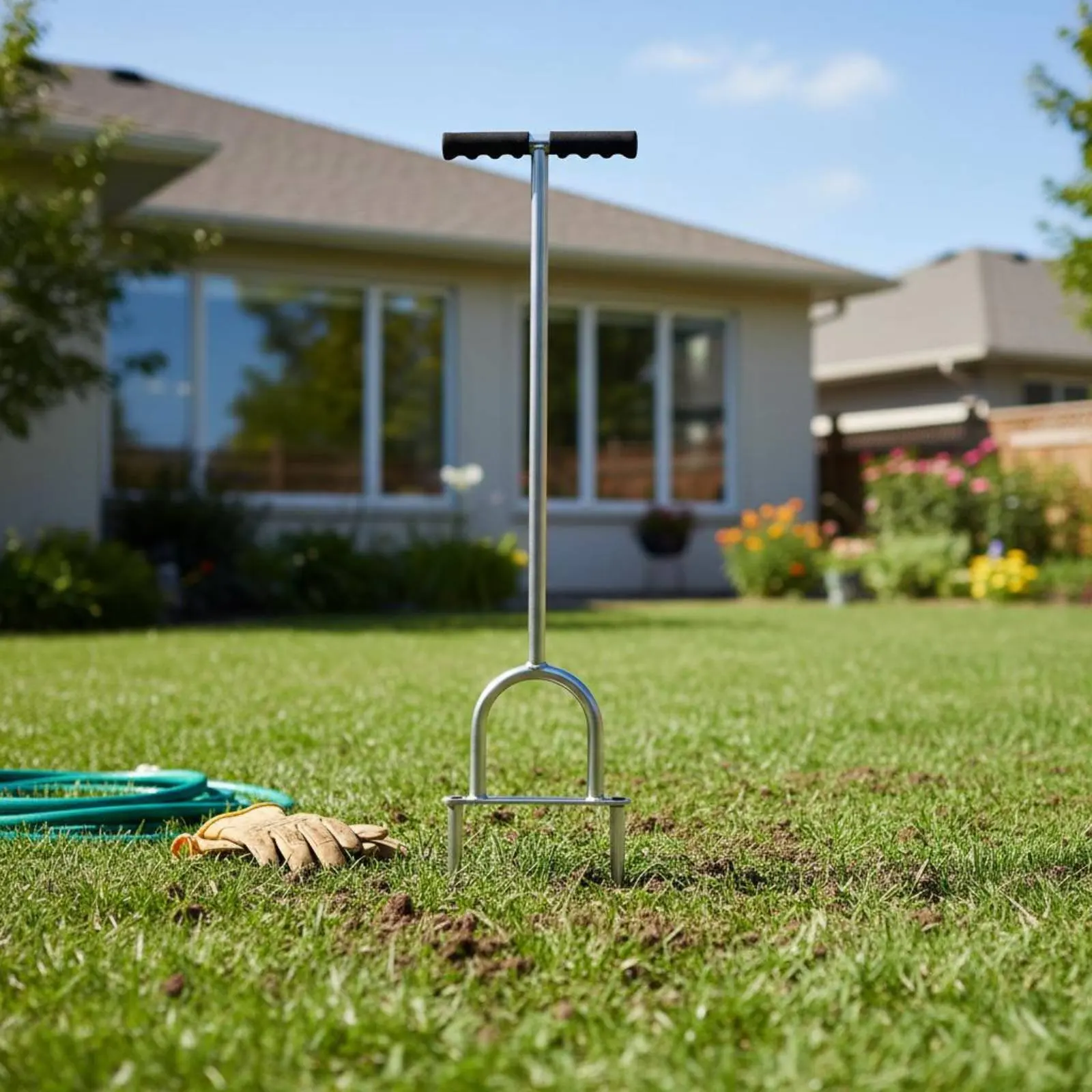 

Manual Lawn Aerator Easy to Use Spike Aerator Tool Lawn Hole Puncher Long-Lasting Steel Build Rust Resistant for Garden