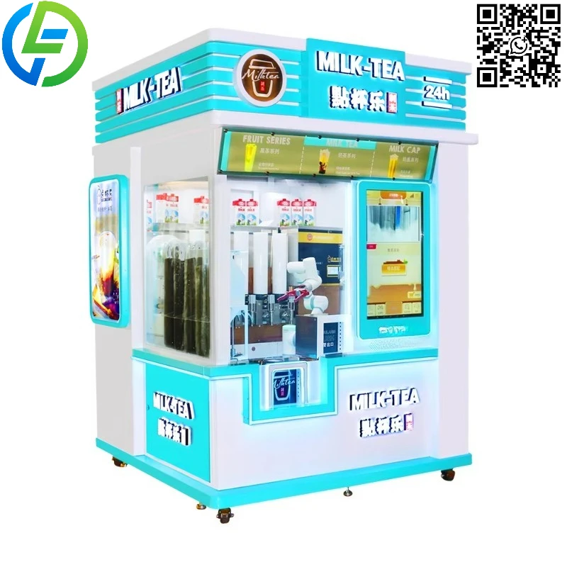 Customized Automatic  Arm Boba Tea Cash Card Reader Coin Operated With Bubble Tea Vending Machine Milk Tea Vending Machine