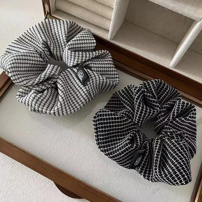 Scrunchie Vintage a cuadros para mujer, bandas elásticas para el cabello, Scrunches elegantes, accesorios para el cabello de diseñador, Coleta,