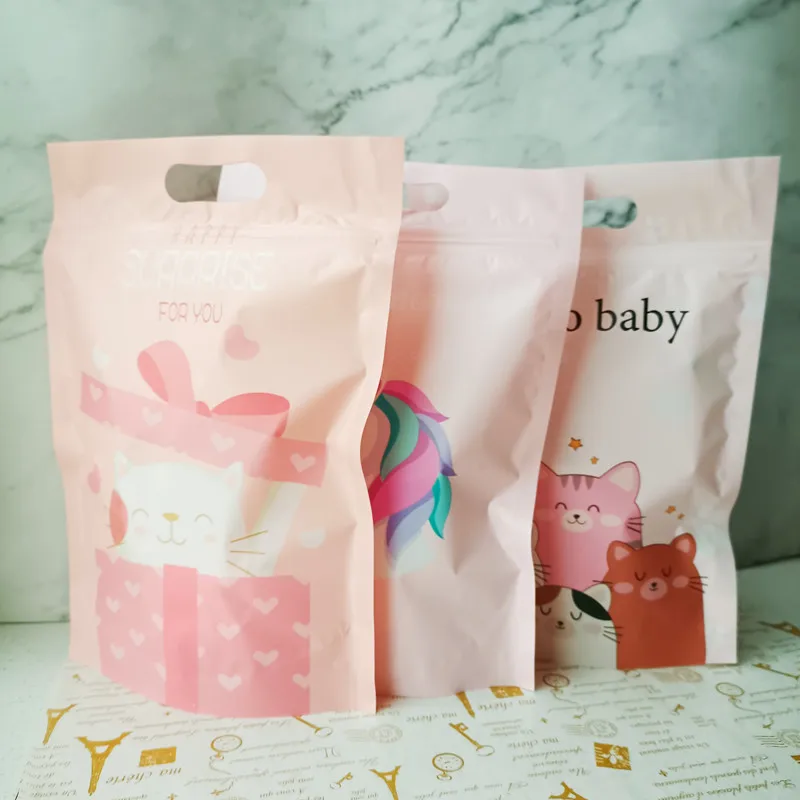 Cartoon Plastic Zipper Candy Bags Ziplock Cookie Gift Packaging Self Stand Biscuits Chrismas Wedding Favor Storage Bag