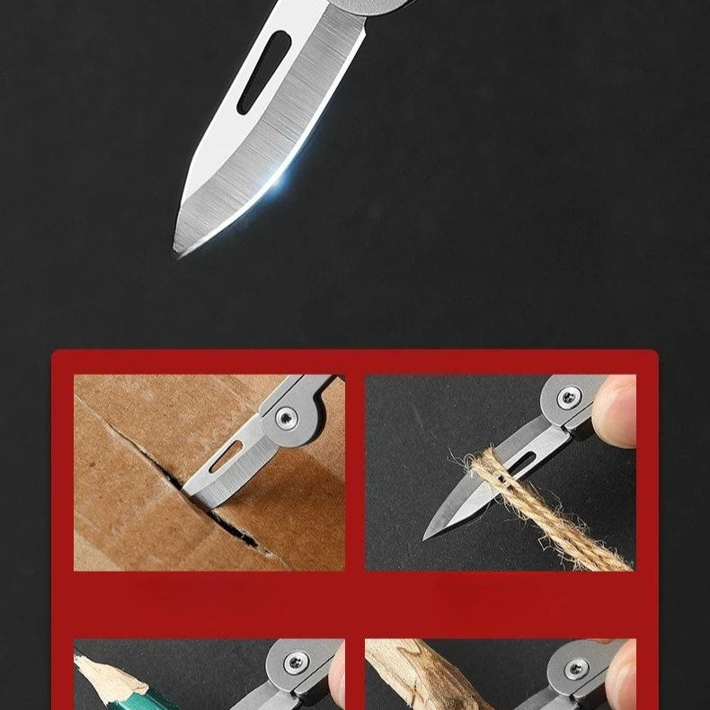 سبائك التيتانيوم عالية الجودة في الهواء الطلق سكين صغير قابل للطي مريحة التخييم والمشي لمسافات طويلة سلسلة المفاتيح المحمولة EDC أداة الجيب