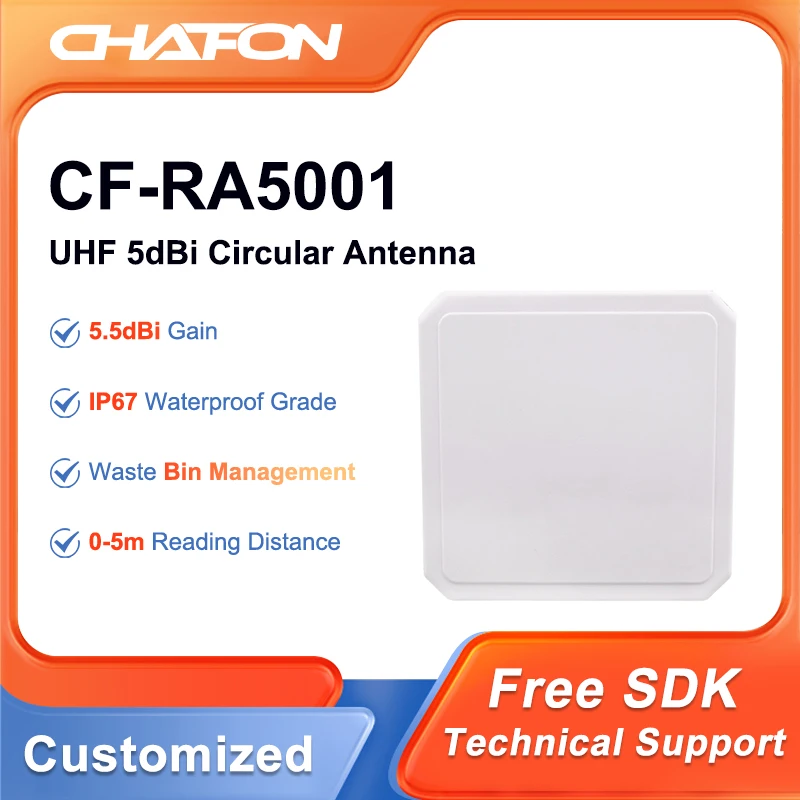 

CHAFON CF-RA5001 UHF 5dbi rfid antenna 865mhz-928mhz passive circular polarization with SMA connector for warehouse management